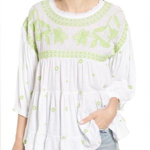 NWT Free People Edie Embroidered Top Sz XS oversized